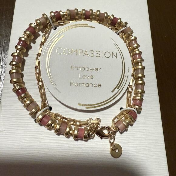 Unwritten Compassion Empower Love Romance 14k gold  Plated Beaded Bracelet NEW - Picture 1 of 7